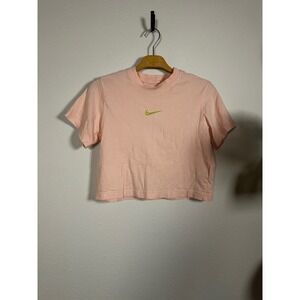 Nike Sportswear Women's Pink Green Cropped T Shirt Tee Loose Fit‎ Small